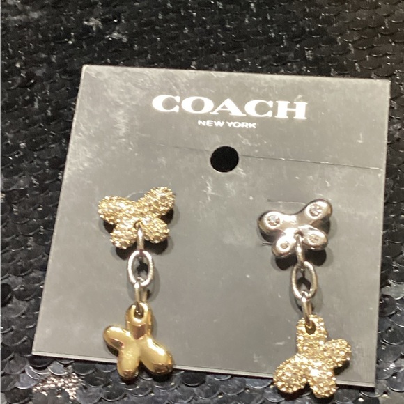 Rare Unique Coach Gold and Silver Butterfly Drop Earrings - Picture 5 of 6